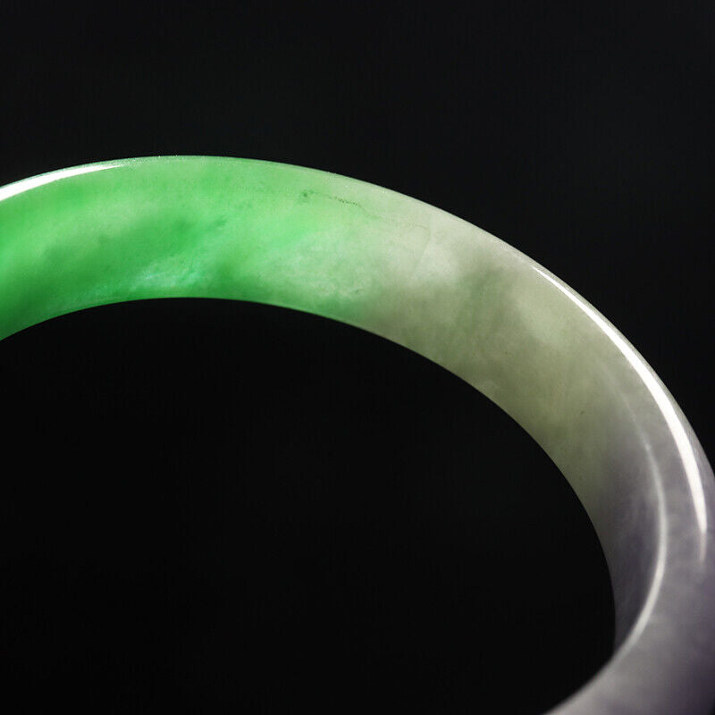 VINTAGE Medium Jadeite Green/White/Lavender Jade Bangle Size 59mm A91 - JazzyJewelbyAmina