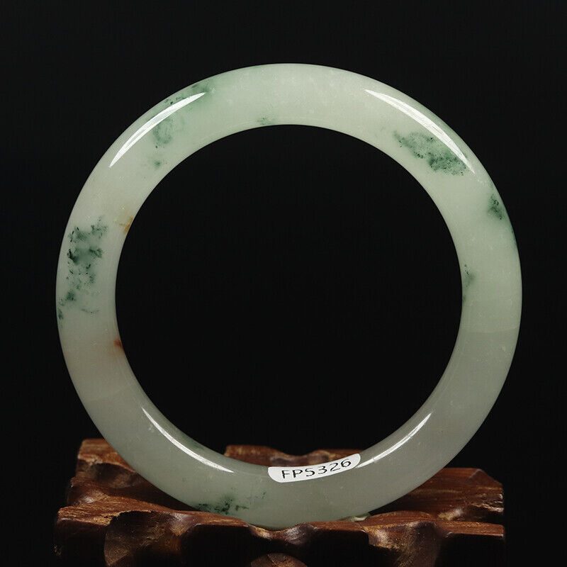 VINTAGE mall Jadeite Green Jade Bangle - Flower Rond Princess Chunky Cut - Size 56mm A031 - JazzyJewelbyAmina
