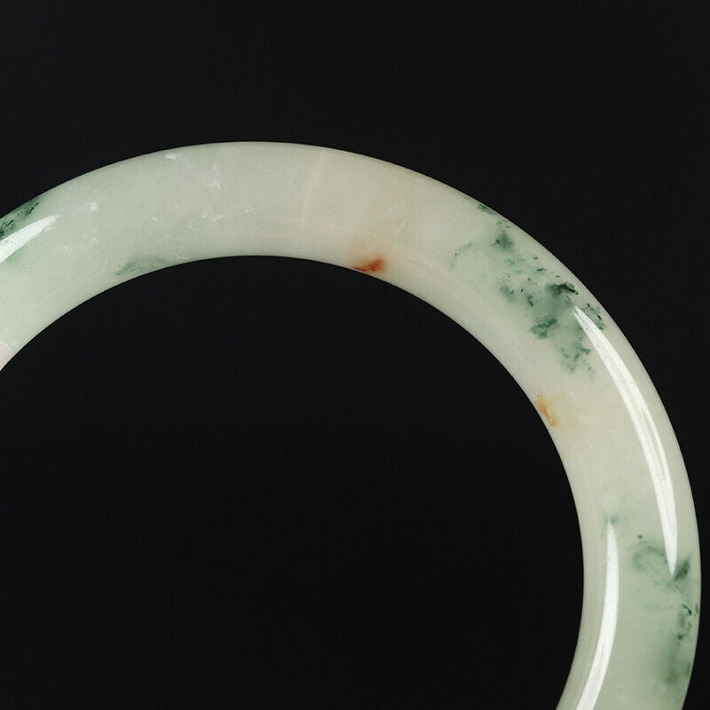 VINTAGE mall Jadeite Green Jade Bangle - Flower Rond Princess Chunky Cut - Size 56mm A031 - JazzyJewelbyAmina