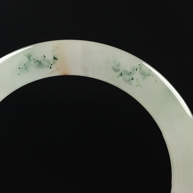 VINTAGE mall Jadeite Green Jade Bangle - Flower Rond Princess Chunky Cut - Size 56mm A031 - JazzyJewelbyAmina