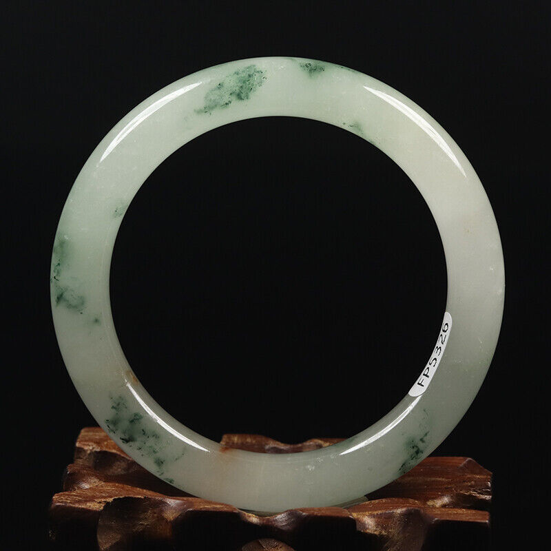 VINTAGE mall Jadeite Green Jade Bangle - Flower Rond Princess Chunky Cut - Size 56mm A031 - JazzyJewelbyAmina