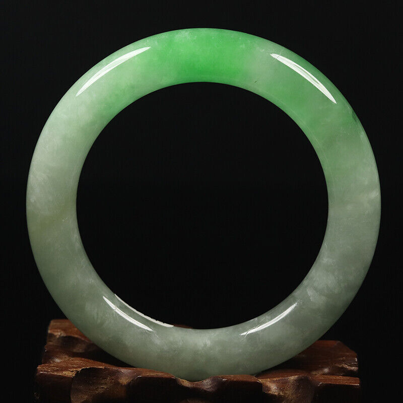 VINTAGE Small Jadeite Green Jade Bangle Round Princess Chunky Cut - Size 55 mm A927 - JazzyJewelbyAmina