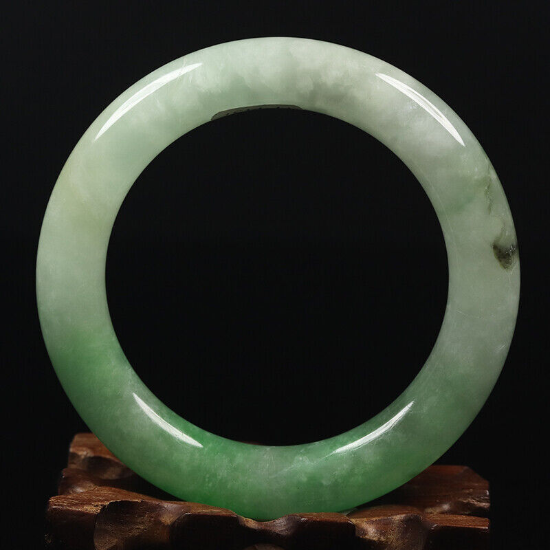 VINTAGE Small Jadeite Green Jade Bangle Round Princess Chunky Cut - Size 55 mm A927 - JazzyJewelbyAmina