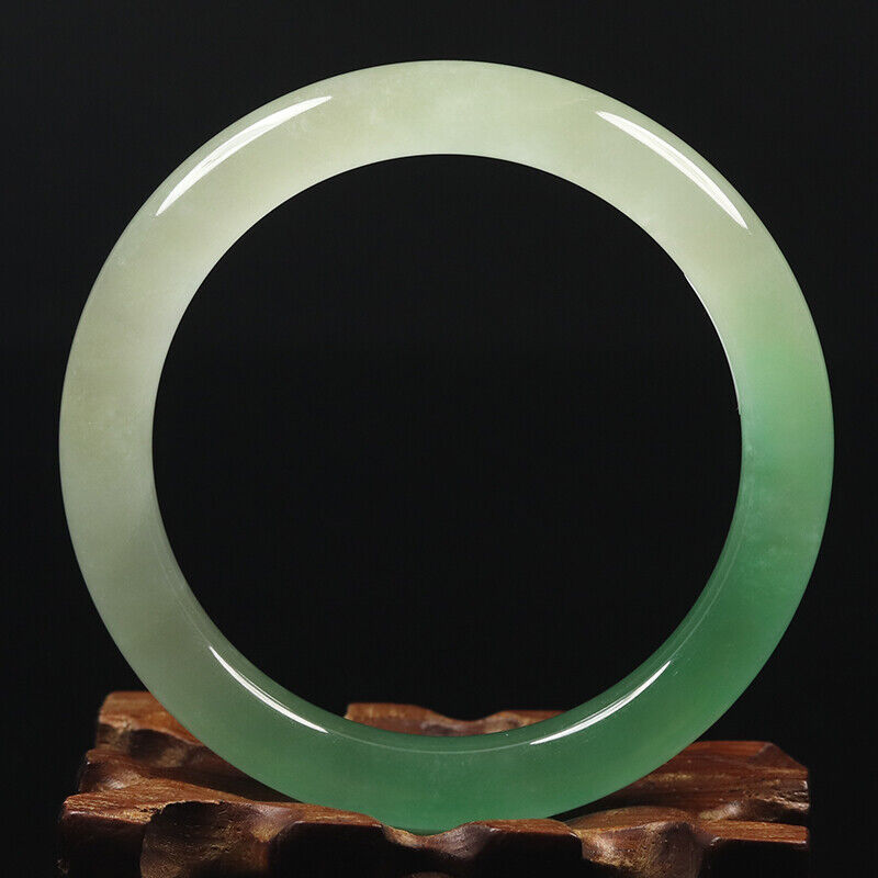 VINTAGE Small Jadeite Green Jade Bangle Ombre Size 56 mm Round Princess Cut - A29 - JazzyJewelbyAmina