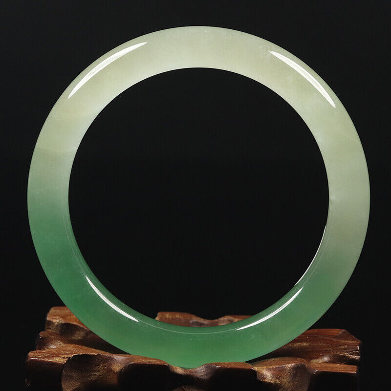 VINTAGE Small Jadeite Green Jade Bangle Ombre Size 56 mm Round Princess Cut - A29 - JazzyJewelbyAmina
