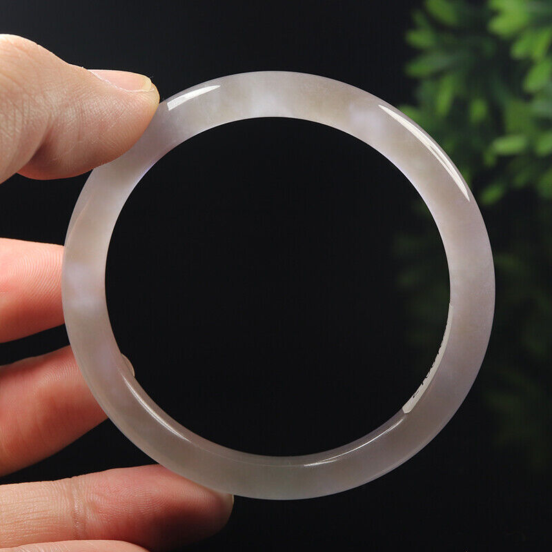 VINTAGE Medium Jadeite Lavender Icy Jade Bangle Size 59mm Round Princess Thin Cut Y769 - JazzyJewelbyAmina