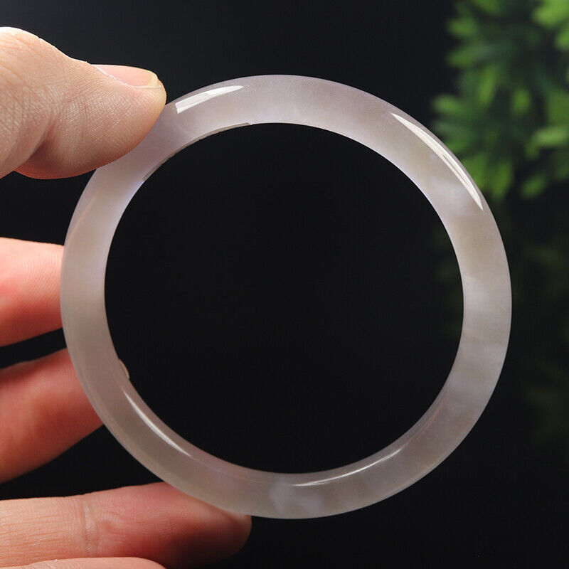 VINTAGE Medium Jadeite Lavender Icy Jade Bangle Size 59mm Round Princess Thin Cut Y769 - JazzyJewelbyAmina