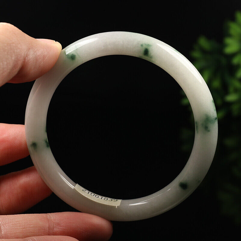 VINTAGE Large Jadeite Green Jade Bangle Round Princess Cut Size 61 mm Y731 Flower Jade! - JazzyJewelbyAmina