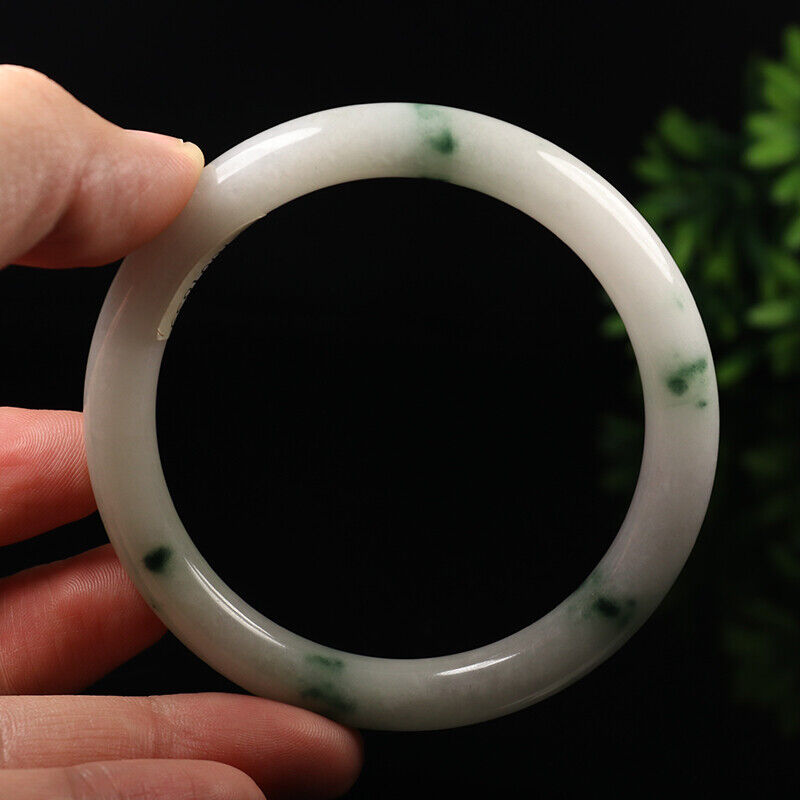 VINTAGE Large Jadeite Green Jade Bangle Round Princess Cut Size 61 mm Y731 Flower Jade! - JazzyJewelbyAmina