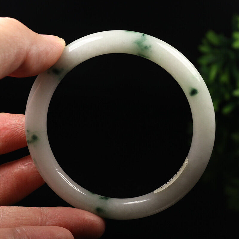 VINTAGE Large Jadeite Green Jade Bangle Round Princess Cut Size 61 mm Y731 Flower Jade! - JazzyJewelbyAmina