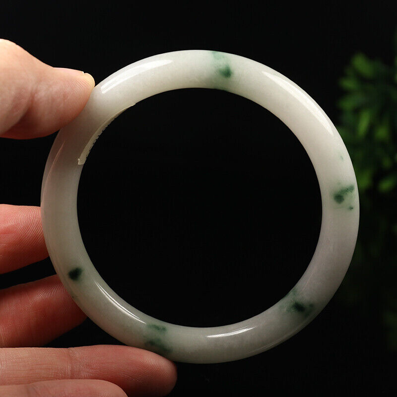 VINTAGE Large Jadeite Green Jade Bangle Round Princess Cut Size 61 mm Y731 Flower Jade! - JazzyJewelbyAmina