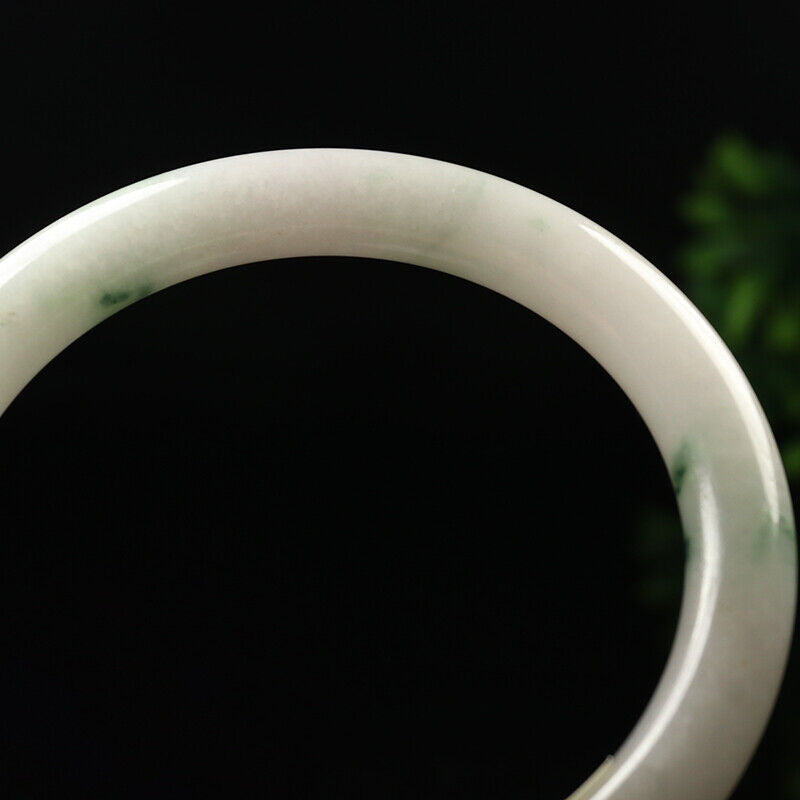 VINTAGE Large Jadeite Green Jade Bangle Round Princess Cut Size 61 mm Y731 Flower Jade! - JazzyJewelbyAmina