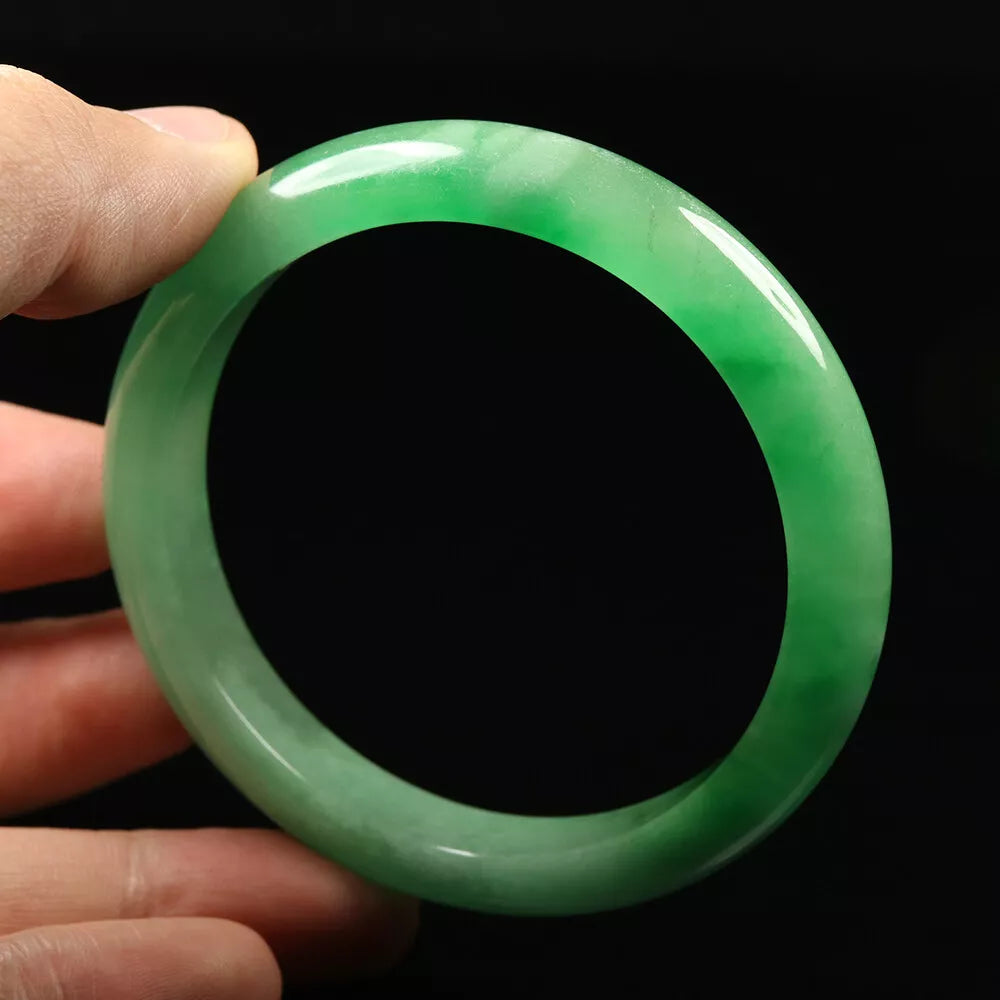 VINTAGE Medium Jadeite Green Jade Bangle Size 59mm U601 0 Imperial Green! - JazzyJewelbyAmina