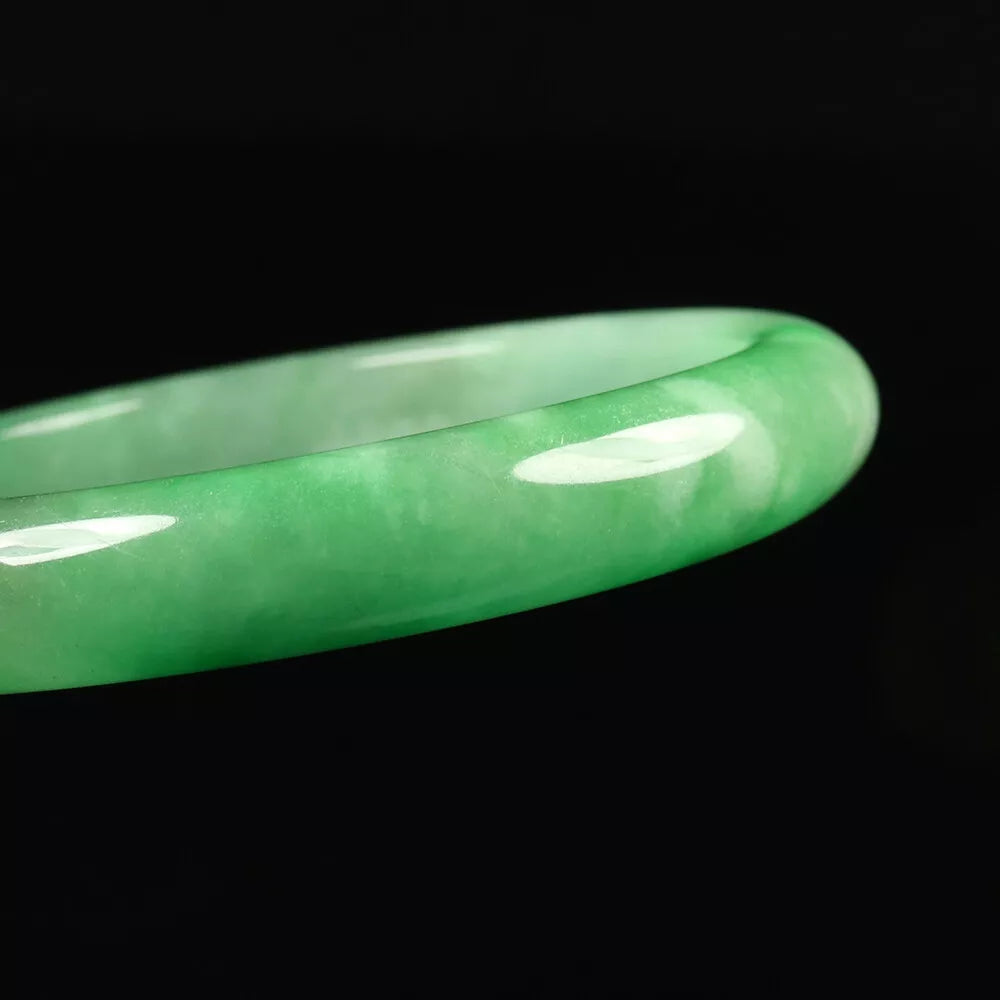 VINTAGE Medium Jadeite Green Jade Bangle Size 59mm U601 0 Imperial Green! - JazzyJewelbyAmina
