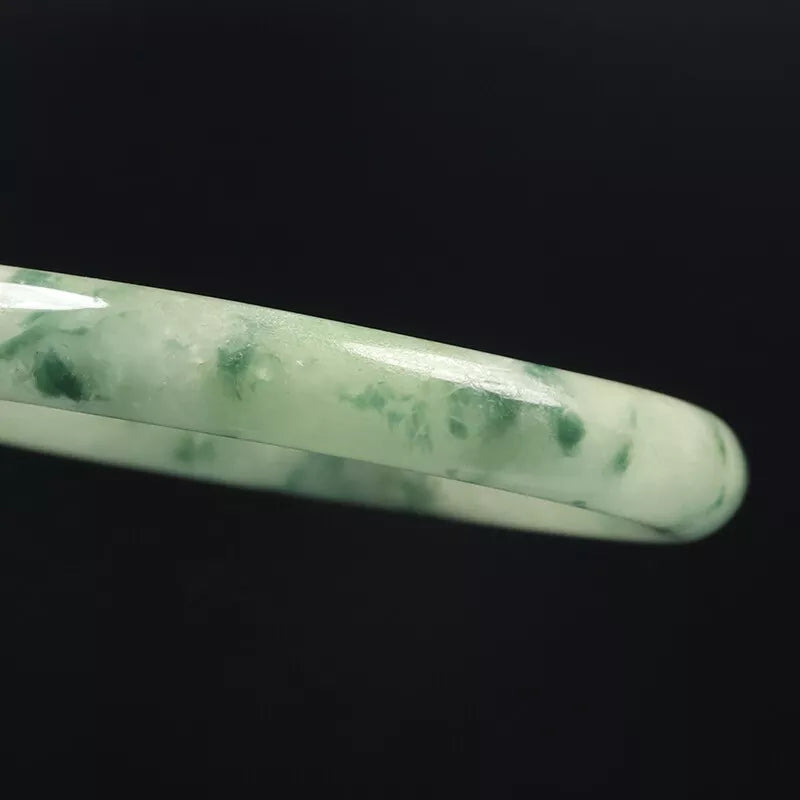 VINTAFE XS Jadeite Green Jade Bangle Size 54mm - Round Princess Cut - Flower Jade L317 - JazzyJewelbyAmina