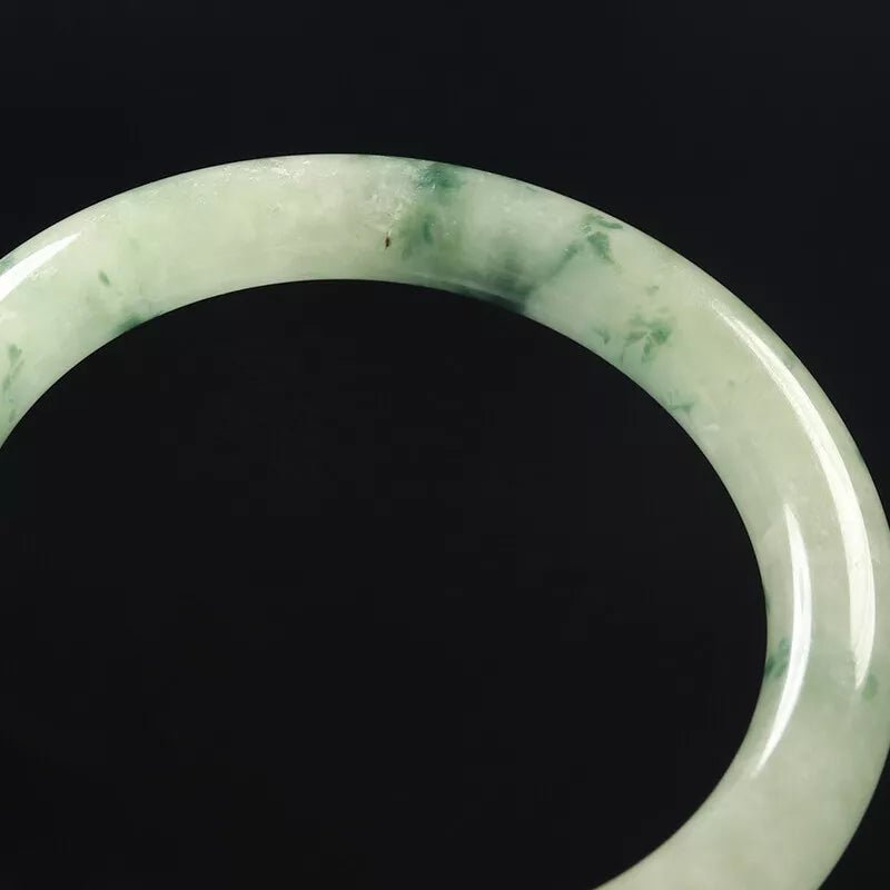 VINTAFE XS Jadeite Green Jade Bangle Size 54mm - Round Princess Cut - Flower Jade L317 - JazzyJewelbyAmina