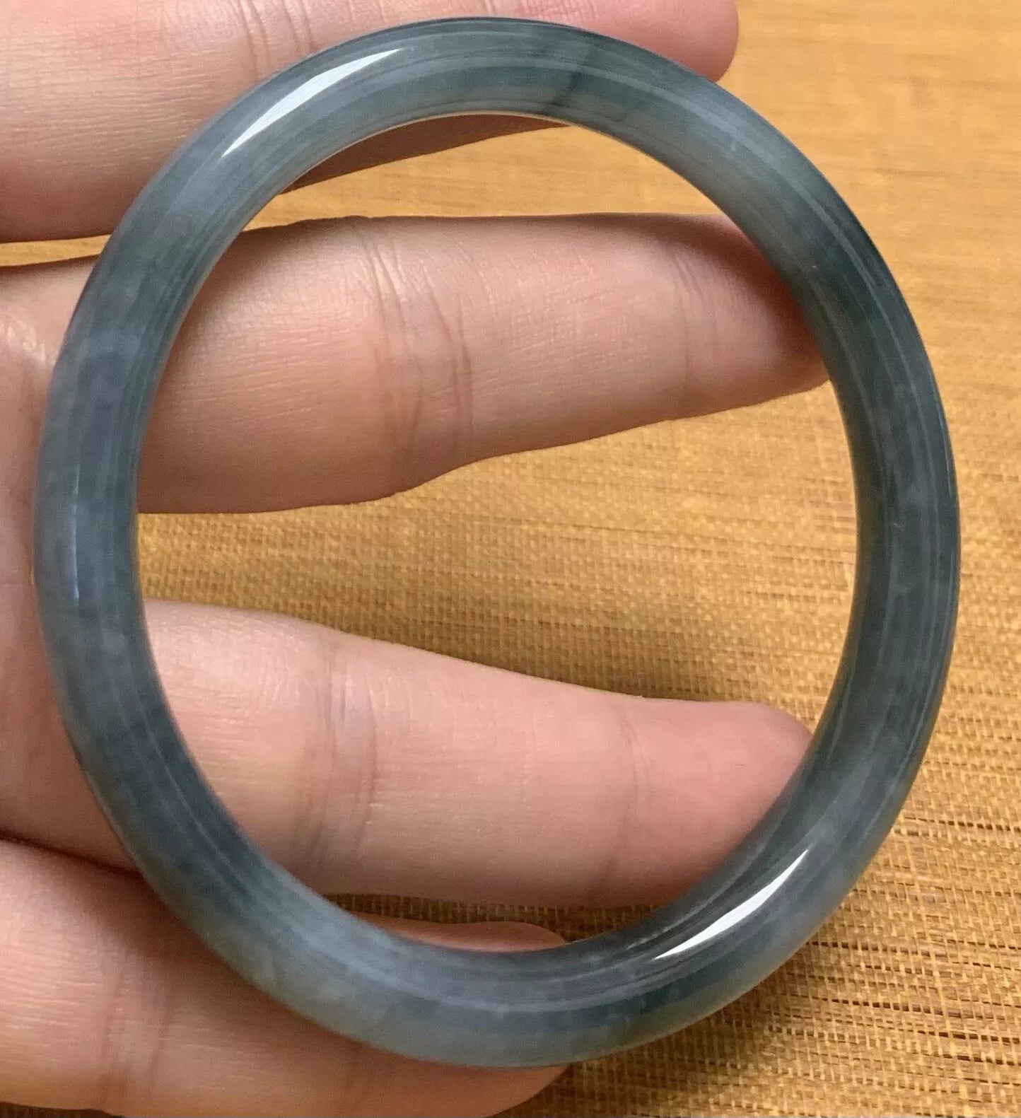 VINTAGE Medium Jadeite Green Jade Bangle Certified Size 58mm Round Princess Cut G507 - JazzyJewelbyAmina