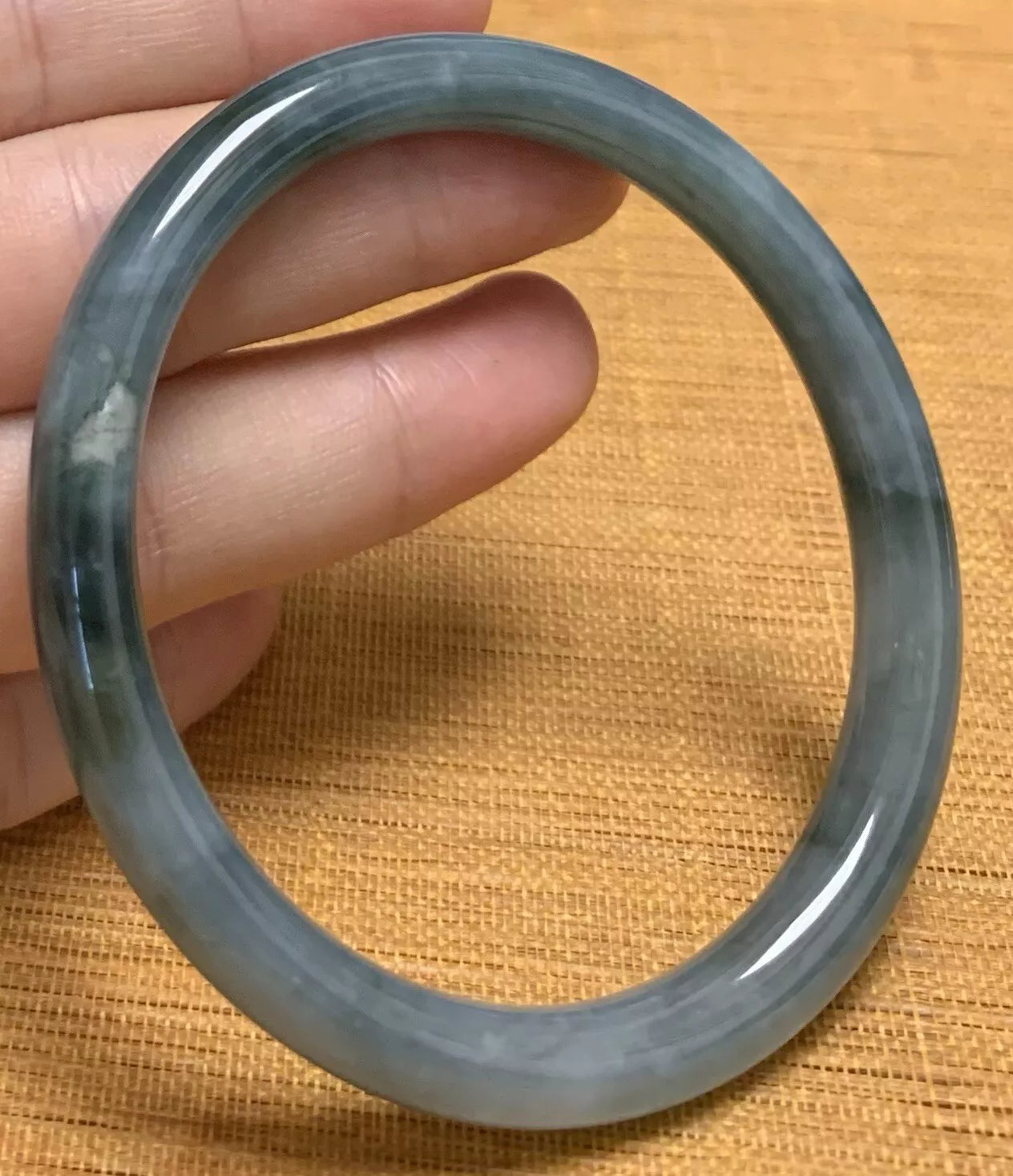 VINTAGE Medium Jadeite Green Jade Bangle Certified Size 58mm Round Princess Cut G507 - JazzyJewelbyAmina
