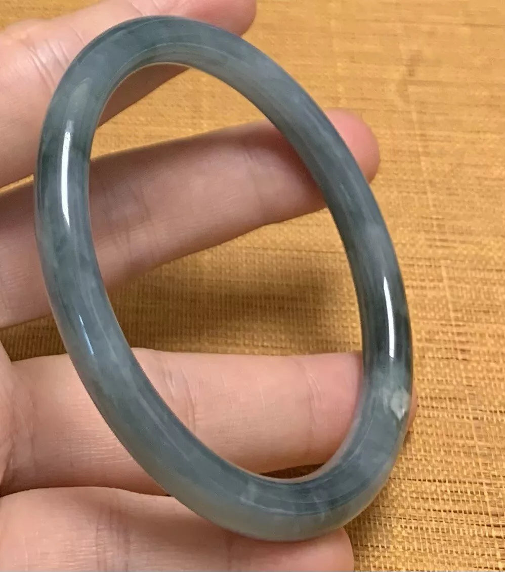 VINTAGE Medium Jadeite Green Jade Bangle Certified Size 58mm Round Princess Cut G507 - JazzyJewelbyAmina