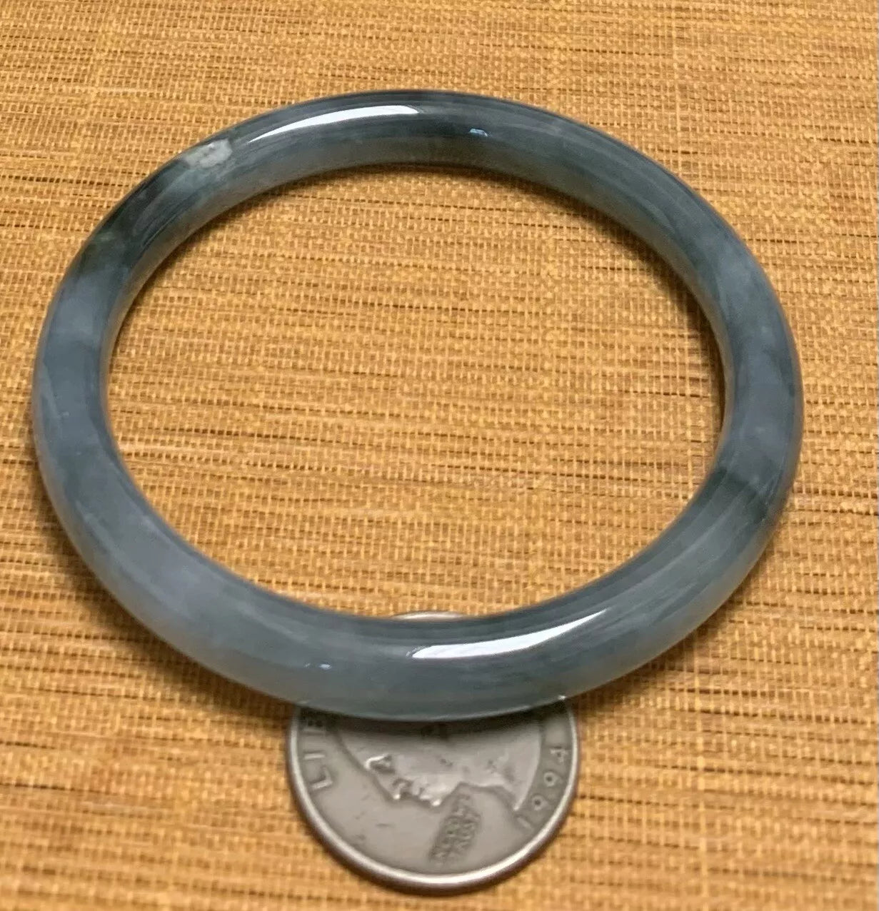 VINTAGE Medium Jadeite Green Jade Bangle Certified Size 58mm Round Princess Cut G507 - JazzyJewelbyAmina