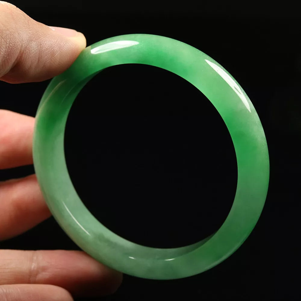VINTAGE Medium Jadeite Green Jade Bangle Size 59mm U601 0 Imperial Green! - JazzyJewelbyAmina