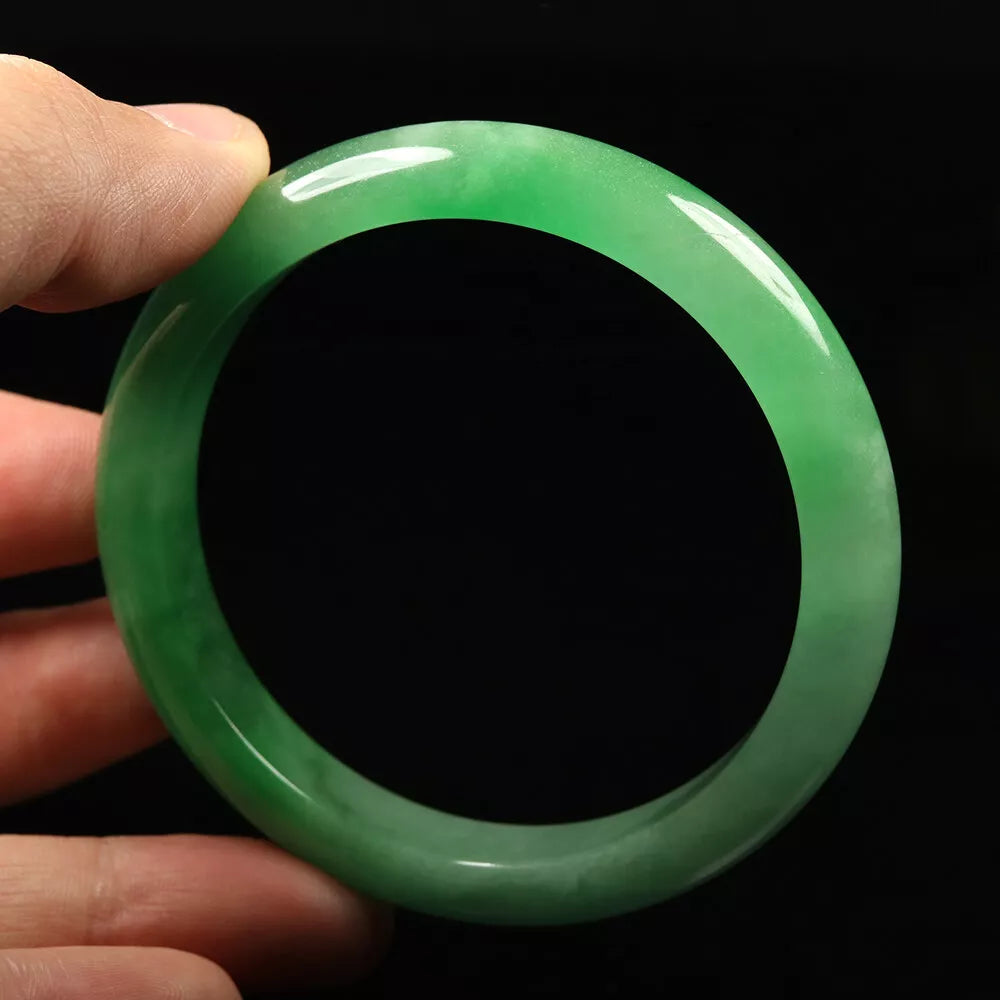 VINTAGE Medium Jadeite Green Jade Bangle Size 59mm U601 0 Imperial Green! - JazzyJewelbyAmina