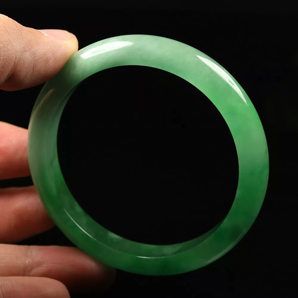 VINTAGE Medium Jadeite Green Jade Bangle Size 59mm U601 0 Imperial Green! - JazzyJewelbyAmina