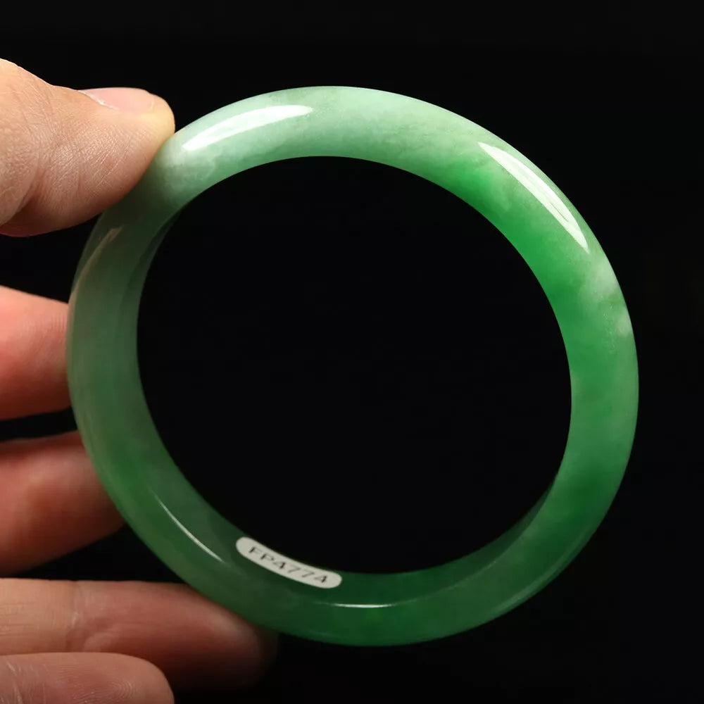 VINTAGE Medium Jadeite Green Jade Bangle Size 59mm U601 0 Imperial Green! - JazzyJewelbyAmina