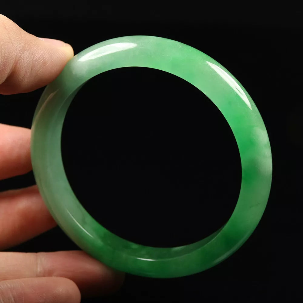 VINTAGE Medium Jadeite Green Jade Bangle Size 59mm U601 0 Imperial Green! - JazzyJewelbyAmina