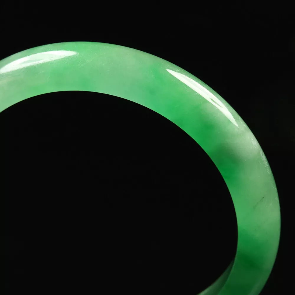 VINTAGE Medium Jadeite Green Jade Bangle Size 59mm U601 0 Imperial Green! - JazzyJewelbyAmina