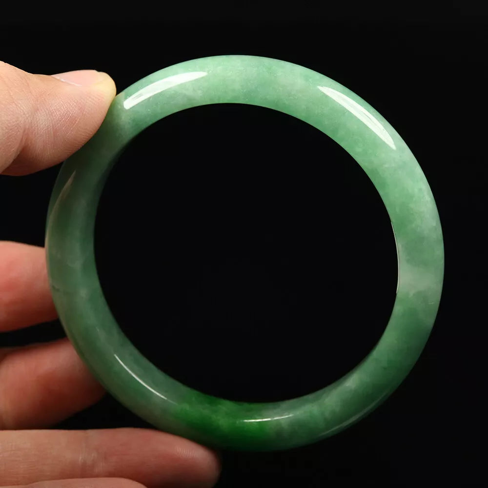 VINTAGE Large Jadeite Green Jade Bangle Size 62mm U725 - JazzyJewelbyAmina