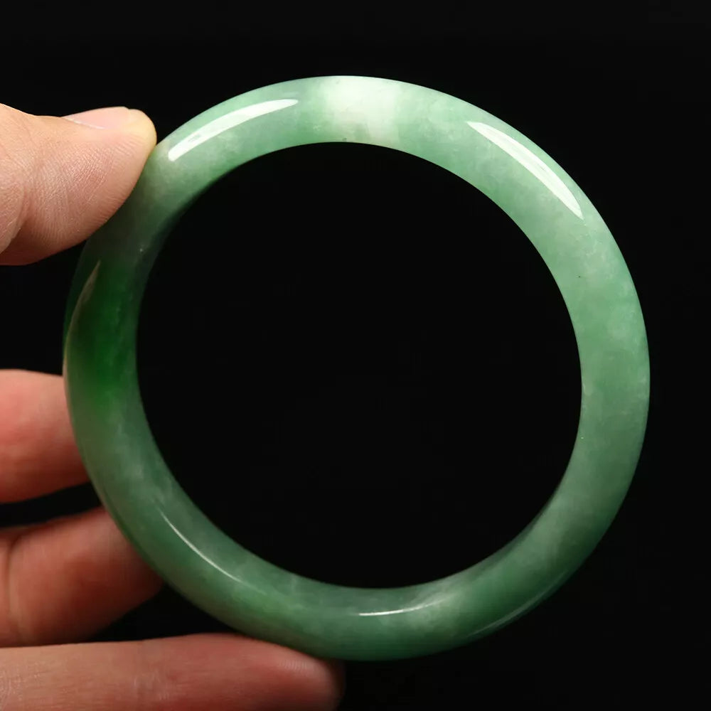 VINTAGE Large Jadeite Green Jade Bangle Size 62mm U725 - JazzyJewelbyAmina