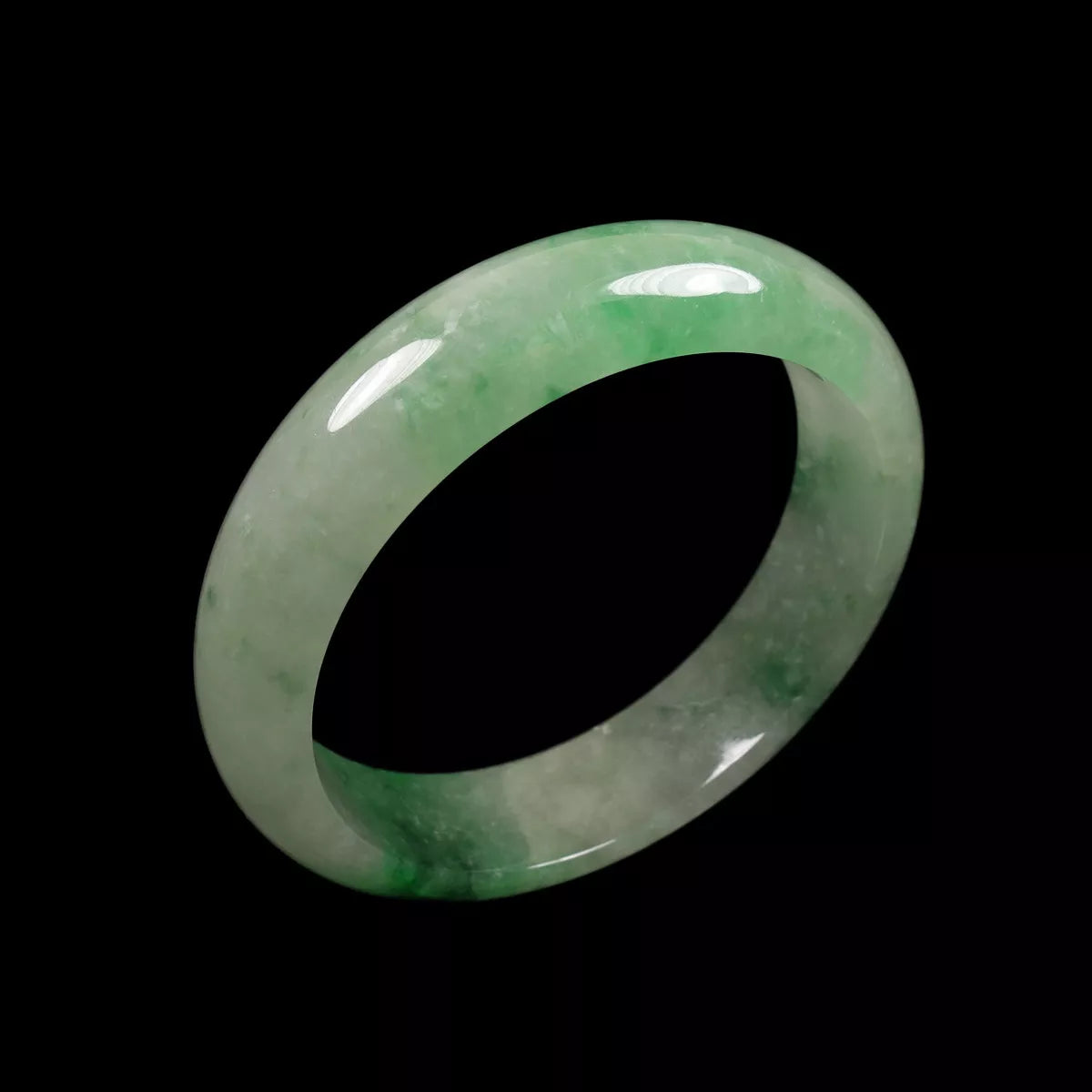 VINTAGE Medium Jadeite Green Jade Bangle Size 58mm Unique Shades of Green! Y577 - JazzyJewelbyAmina