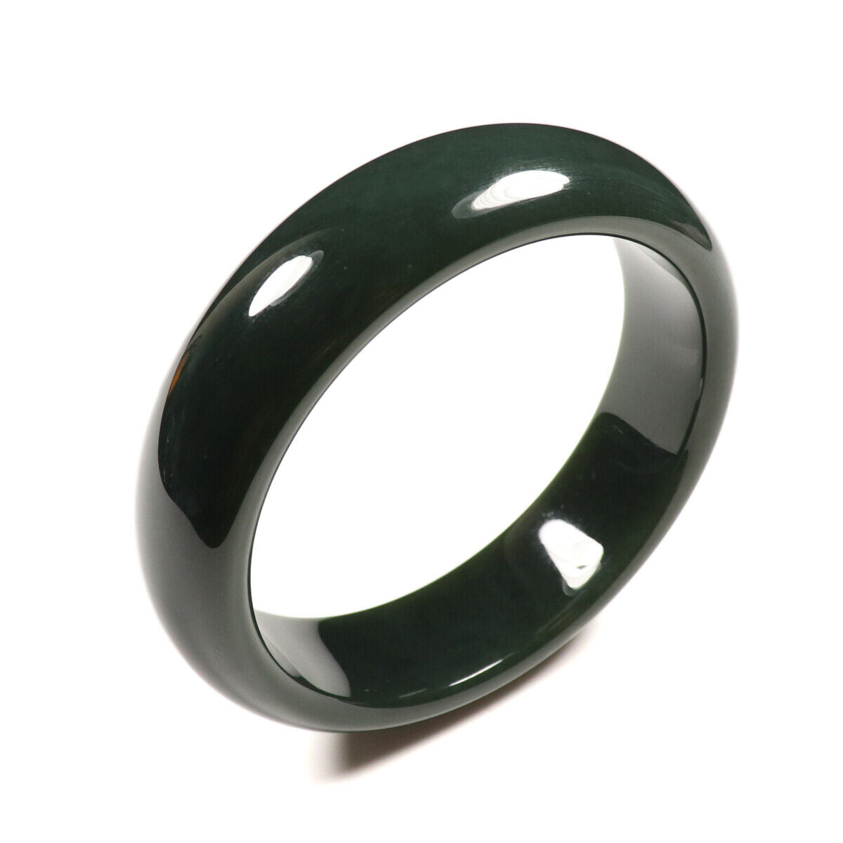 VINTAGE Medium Hetian Nephrite Black/Green Jade Bangle Size 58mm N949 - JazzyJewelbyAmina