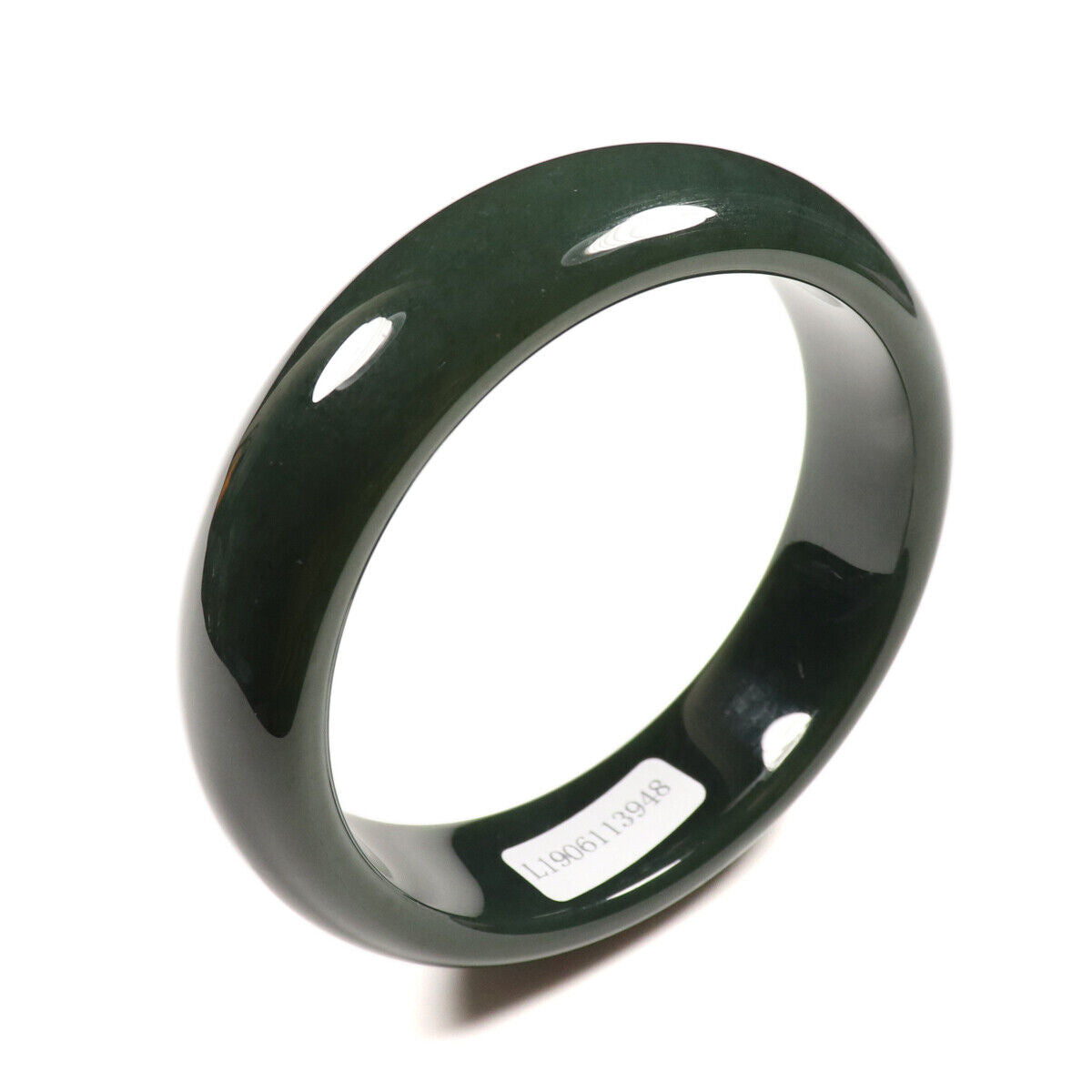VINTAGE Medium Hetian Nephrite Black/Green Jade Bangle Size 58mm N949 - JazzyJewelbyAmina