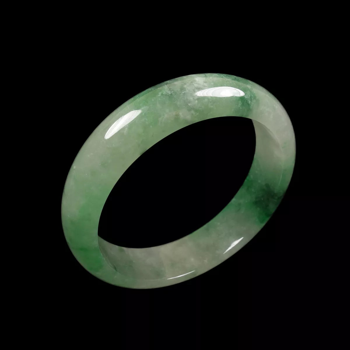 VINTAGE Medium Jadeite Green Jade Bangle Size 58mm Unique Shades of Green! Y577 - JazzyJewelbyAmina