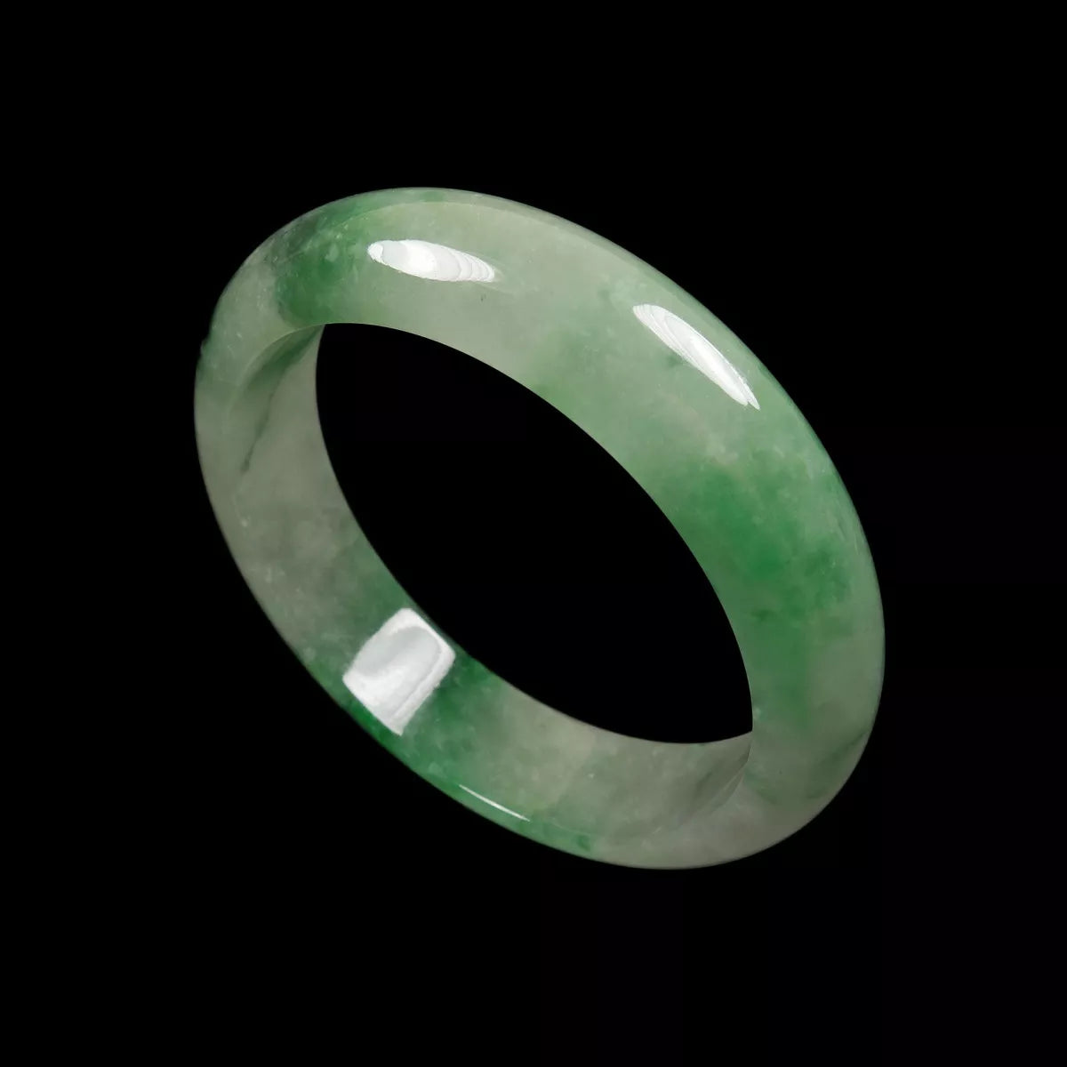 VINTAGE Medium Jadeite Green Jade Bangle Size 58mm Unique Shades of Green! Y577 - JazzyJewelbyAmina