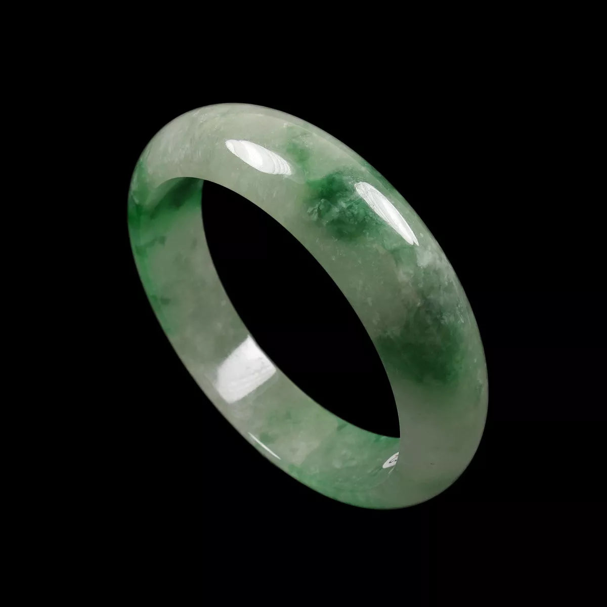 VINTAGE Medium Jadeite Green Jade Bangle Size 58mm Unique Shades of Green! Y577 - JazzyJewelbyAmina