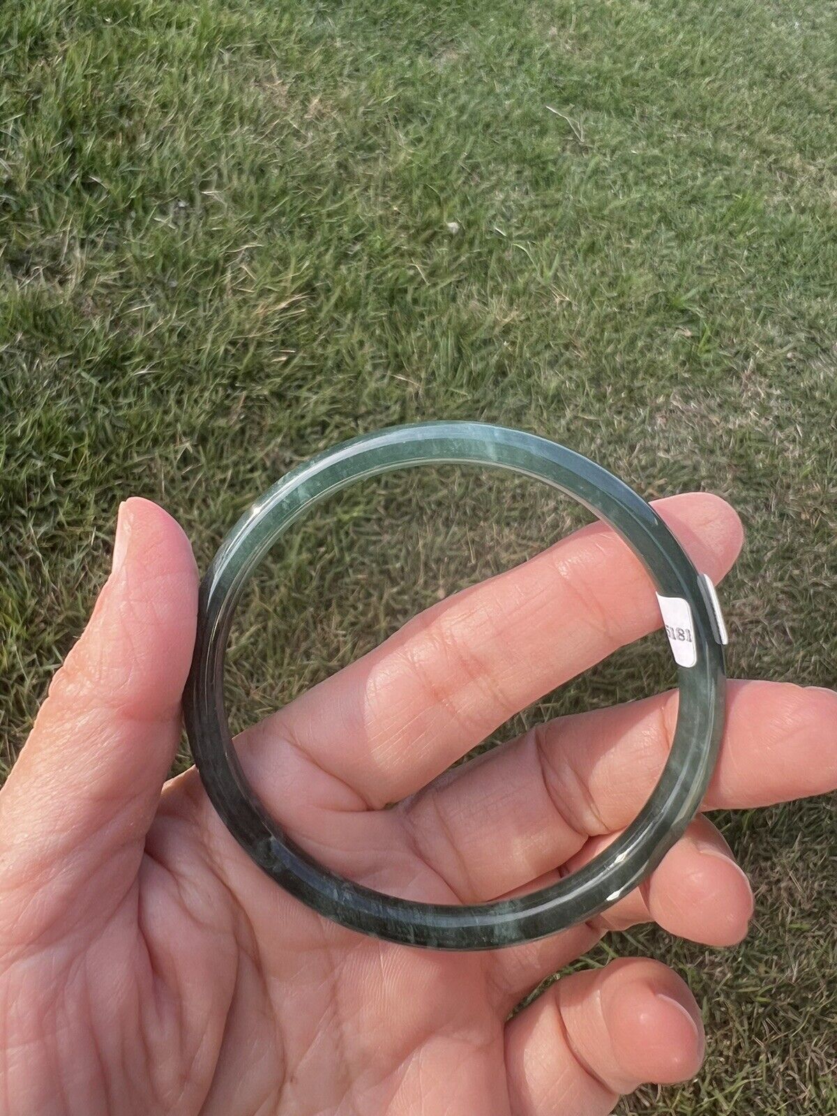VINTAGE Small Jadeite Green Jade Bangle - Round Princess Cut - from Guatemala Size 56.5 D750 - JazzyJewelbyAmina