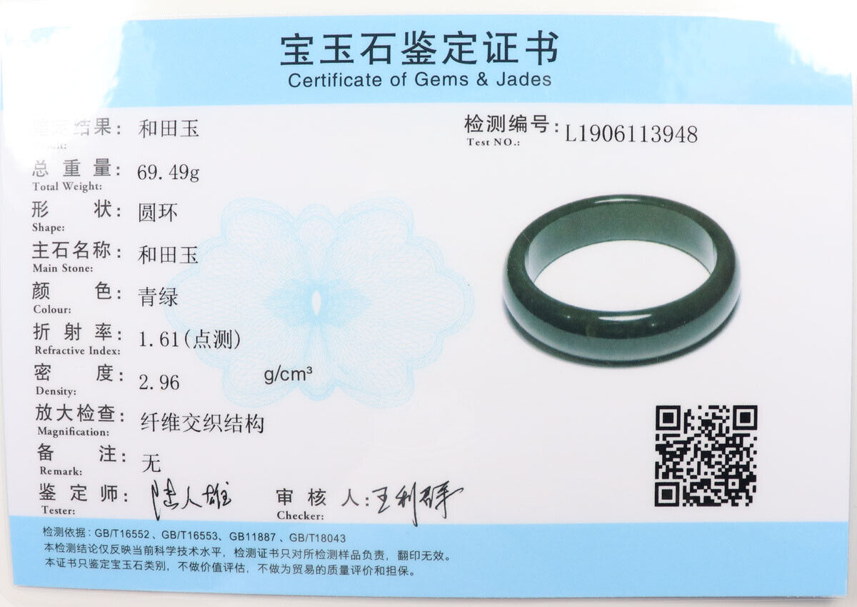 VINTAGE Medium Hetian Nephrite Black/Green Jade Bangle Size 58mm N949 - JazzyJewelbyAmina