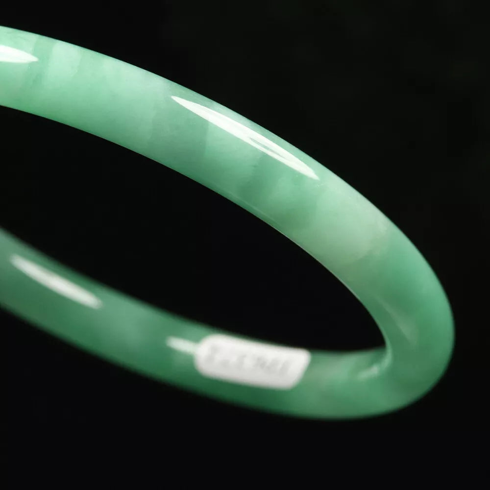VINTAGE Large Jadeite Green Jade Bangle Size 60mm Round Princess Thin Cut - Stackable U801 - JazzyJewelbyAmina