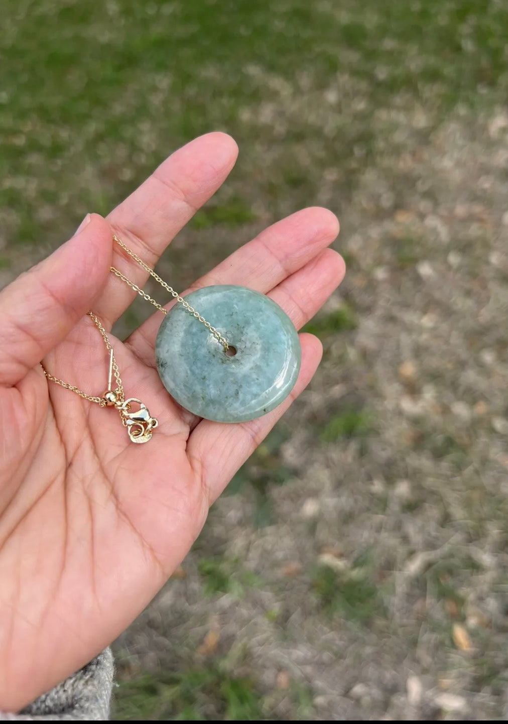 VINTAGE Jadeite Green Jade Pi Pendant w/ Chain - JazzyJewelbyAmina