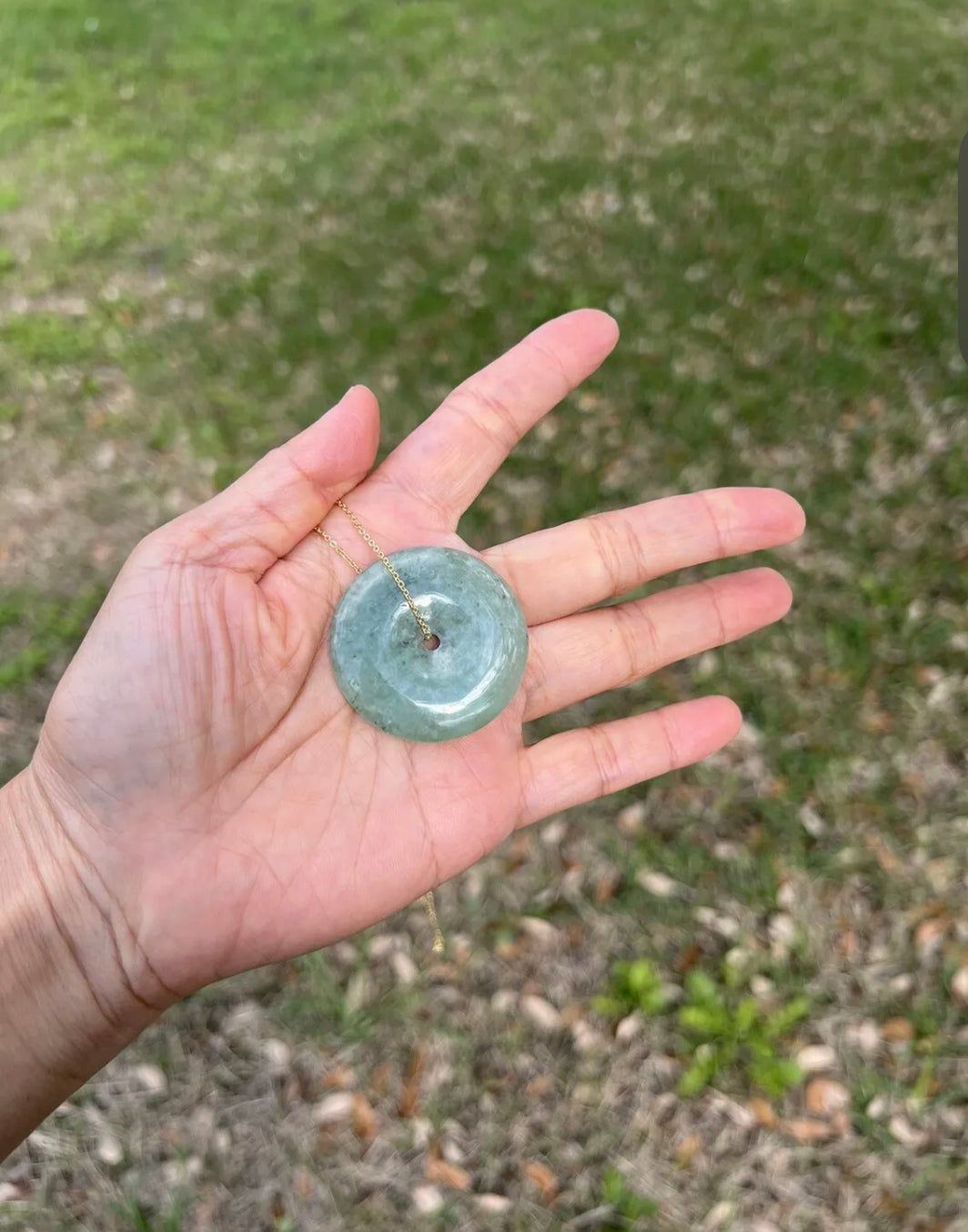 VINTAGE Jadeite Green Jade Pi Pendant w/ Chain - JazzyJewelbyAmina