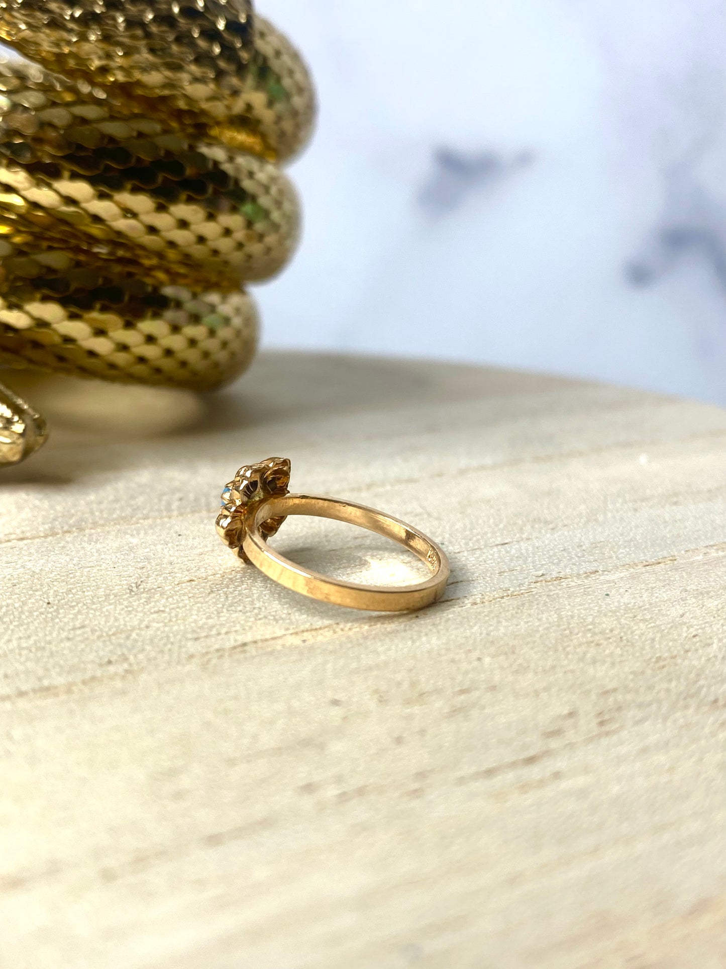 VINTAGE 18K Yellow Gold Ring Micro Turquoise Stone Ring Size 3 US (baby/child) - JazzyJewelbyAmina