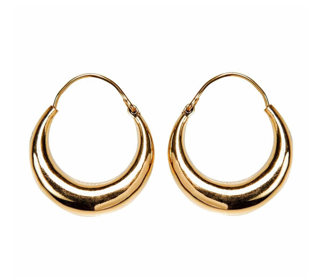 Gold Brass Boho Crescent Hoop Earrings - JazzyJewelbyAmina