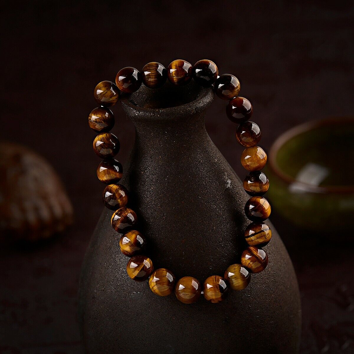 Handmade Tiger's Eye Mala Stretch Bracelet for Men/Women - Sacral Chakra - JazzyJewelbyAmina