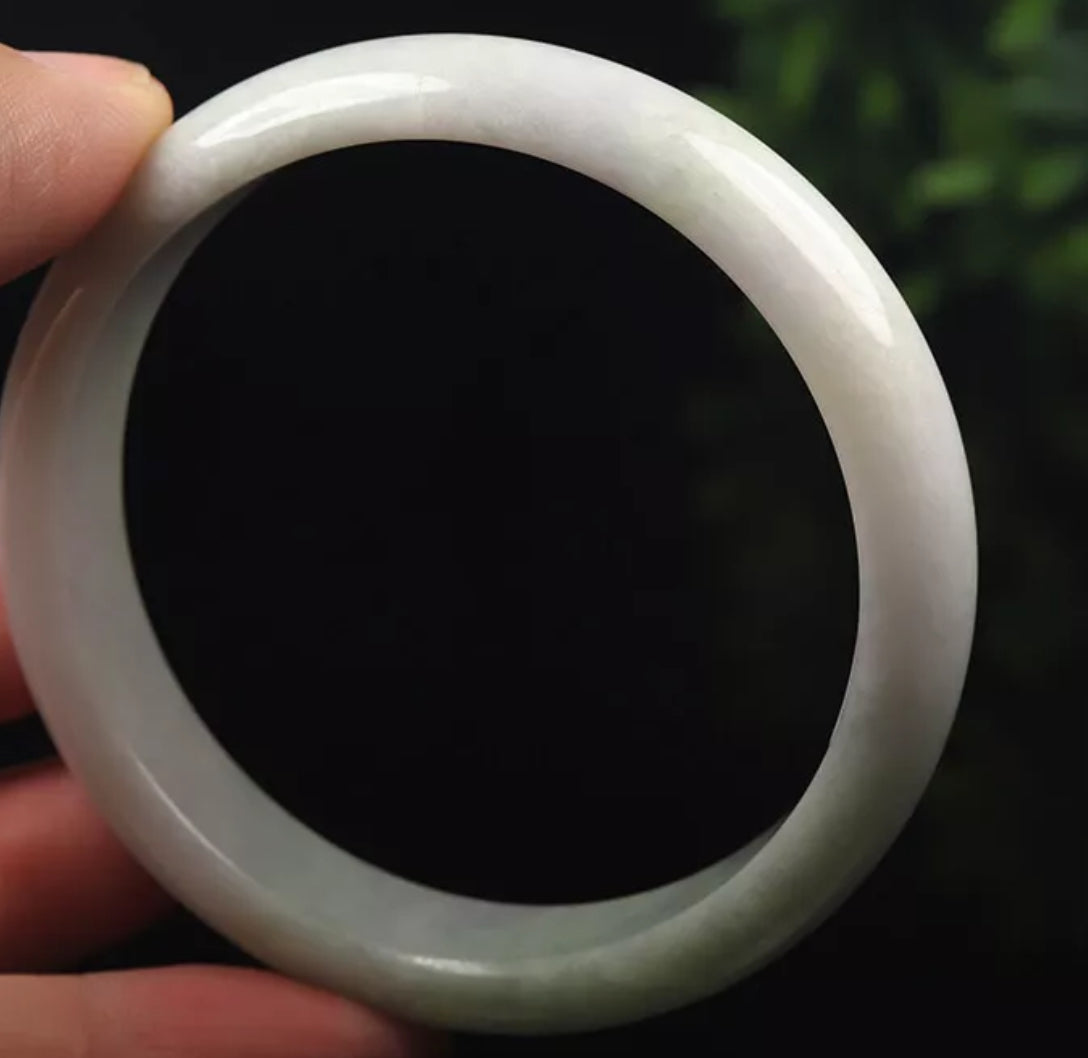 VINTAGE Large Jadeite Green Lavender Jade Bangle Certified Grade A - 100% Natural L841 - JazzyJewelbyAmina 