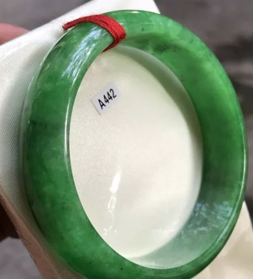 VINTAGE Large Jadeite Green Jade Bangle Size 60mm Emerald Green Jade D - JazzyJewelbyAmina 