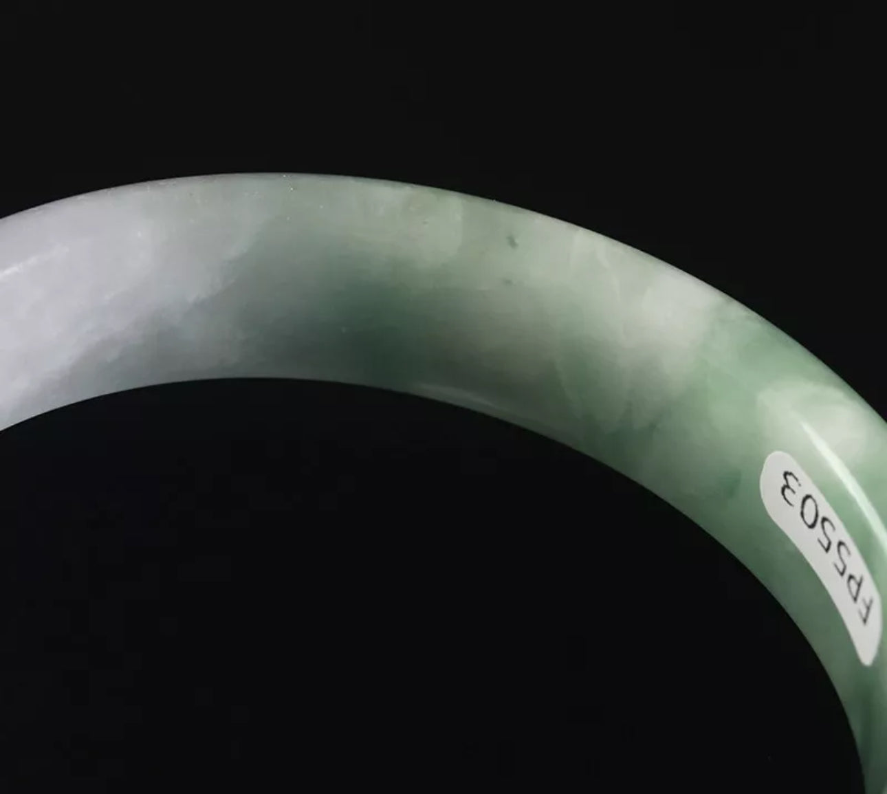 VINTAGE Medium Jadeite Green/White Jade Bangle Size 59mm O1059 - JazzyJewelbyAmina 