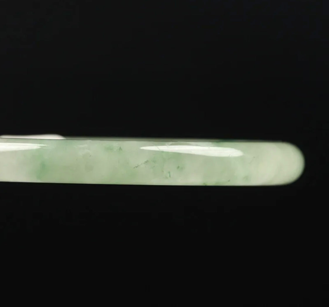VINTAGE Medium Jadeite Green Jade Bangle Round Princess Cut Size 59mm F183 - JazzyJewelbyAmina 